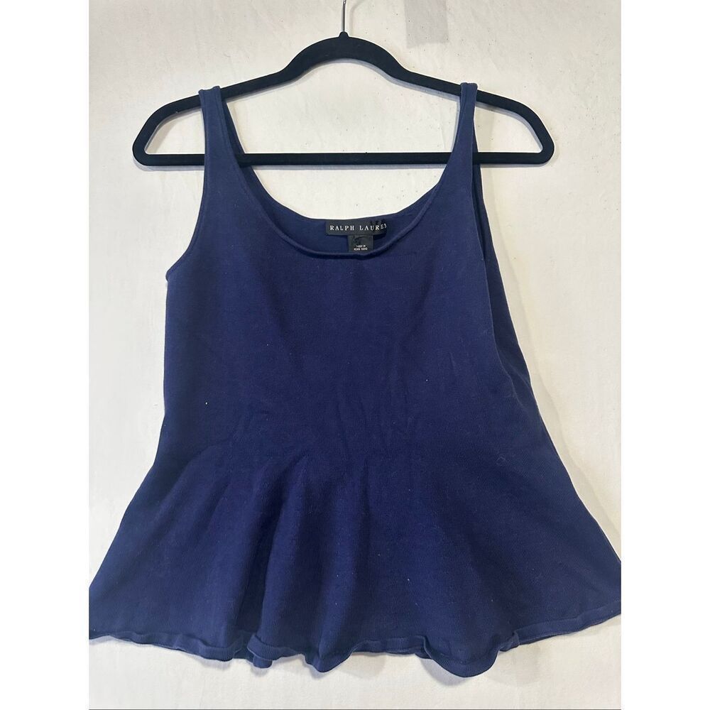 Ralph Lauren Black Label Navy Knit Peplum Tank Top XS